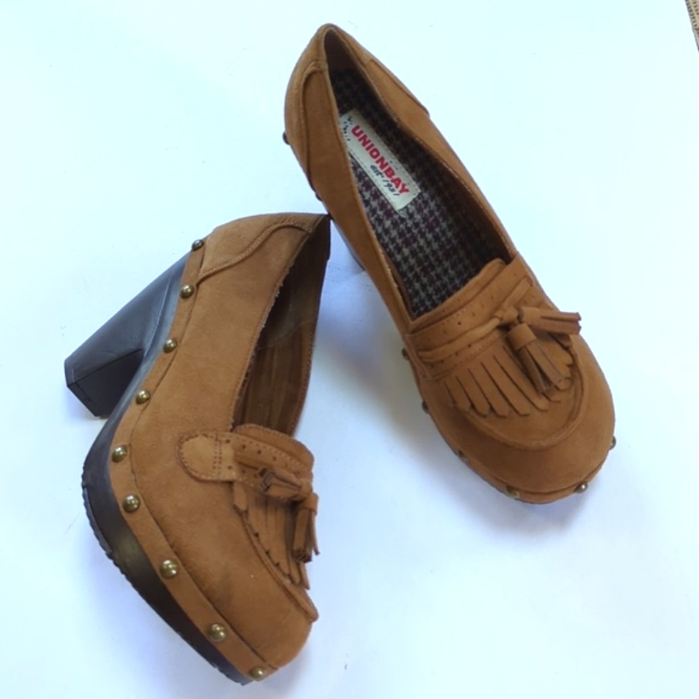 Union Bay, Nicolette, heeled brown loafer Sz 9